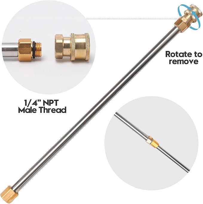 Pressure Washer Extension Wand Upgrade, 9 Pack Power Washer Lance with 6 Nozzle Tips, 30°,90° Curved Rod, 1/4" Quick Connect, 4000 PSI