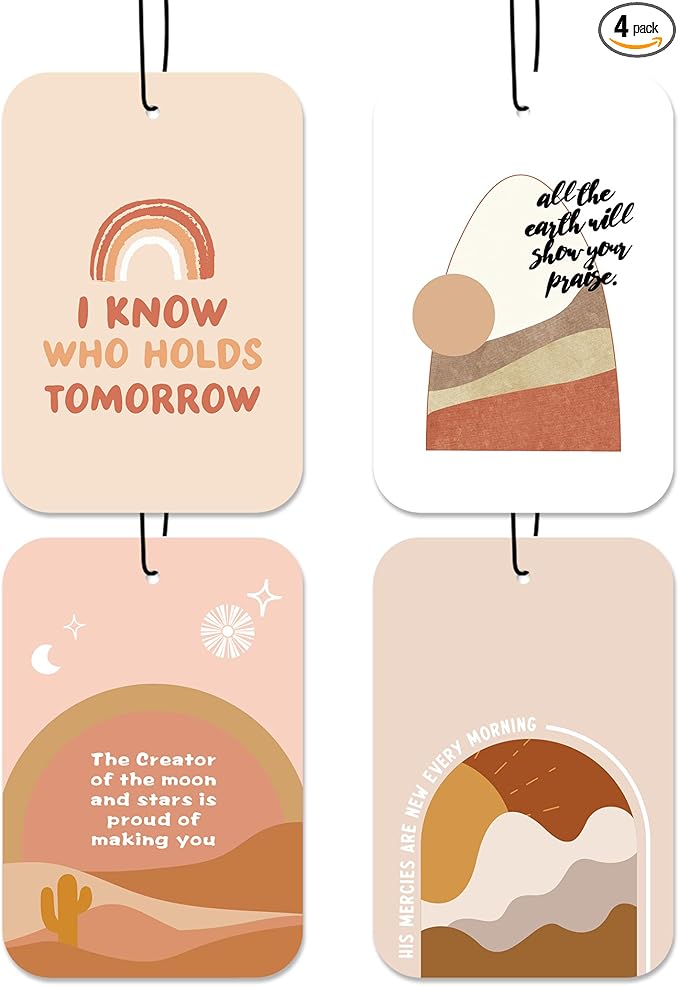 Christian Car Fresheners, 4pcs Boho Car Accessories Interior, Mirror Decor For Women Man, Air Freshener Hanging For Bathroom Dorm Books Bedroom Closet Drawer, Jesus Religious Accessories Gifts -04