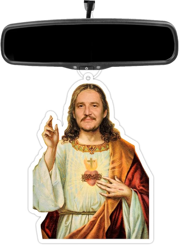 Pedro Pascal as Jesus Funny Air Freshener Christmas Ornament Gift Car Decor Eucalpytus Scented