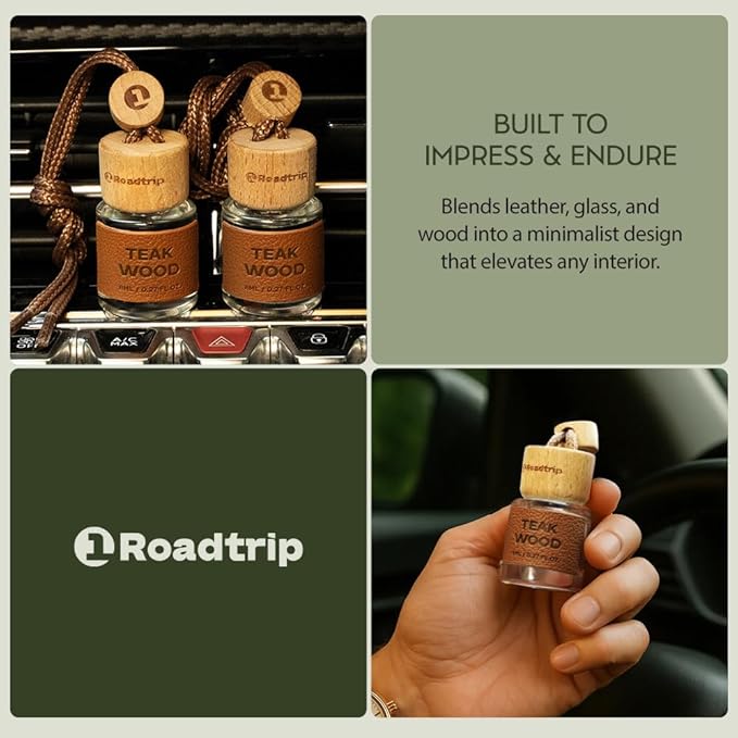 Scented Car Air Freshener - Long Lasting Essential Oil Diffuser - Car Accessories for Men & Women - Pack of 2 Non-Toxic Car Air Freshener - 0.27FL OZ/8ML (Brown, Sandalwood)
