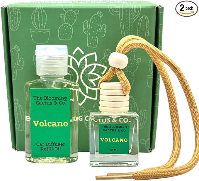 Car Air Freshener with 1 Oz Refill included | Car scented on the go | Car Air Freshener | Long Lasting Hanging Fragrance | Phthalate Free Fragrance. (Volcano (Type), 10 ml)