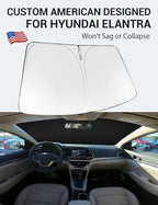 Proadsy 2026 Upgrade Windshield Sun Shade for 2017-2020 Elantra Front Window Sunshade Protector Foldable Sun Visor Blocks UV Rays Keep Car Cooler