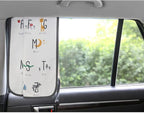 Magnetic Car Sun Shade Curtain for Side Window – Sun Blocker and UV Protector for Baby, Kids, and Pets – Universal Fit with Built-in Magnets for Steel-Framed Door (Be-Kids Alphabet)