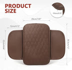 Car Center Console Cover, 12"×7.87" Waterproof Leather Auto Armrest Cover Protector with 2 Pocket, Comfortable Arm Rest Box Cushion Pad, Universal Interior Car Accessories (Coffee)