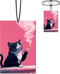 Smoking Black Cat Car Air Freshener Hanging, Car Accessories Cat Gifts for Women and Men New Driver Auto Decor Rearview Mirror Hanging Accessories, Cute Aromatherapy for Cars Interior or Locker