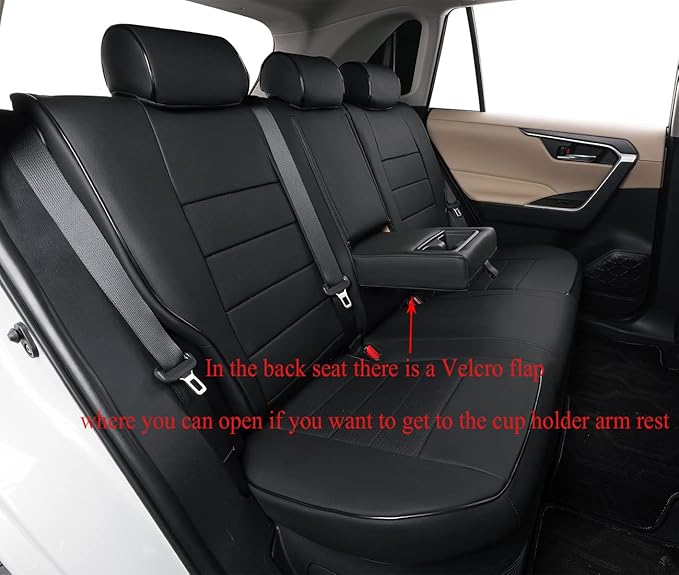 EKR Rav4 Seat Covers Custom Fit for Toyota Rav4 2016 2017 2018(Hybrid) LE,SE,XLE,Limited, Leather Car Seat Cover Full Set for SUV,Faux Leather(Black)