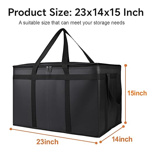 Bodaon 10-Pack Insulated Food Delivery Bag, XXXL Catering/Pizza Cooler Bags, Rideshare Delivery Bag, Thermal Cold/Hot Styrofoam Carrier for Travel/Shopping/Car, Warmer/Frozen