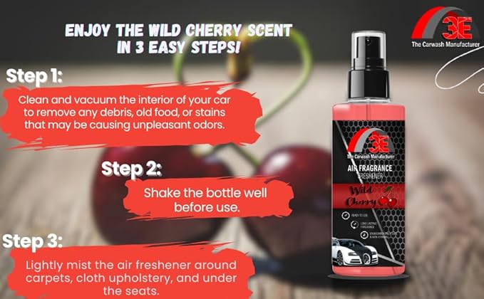 3E Car Air Freshener Concentrate – 64 oz – Professional Automotive Fragrance – Multiple Scents (Cherry)