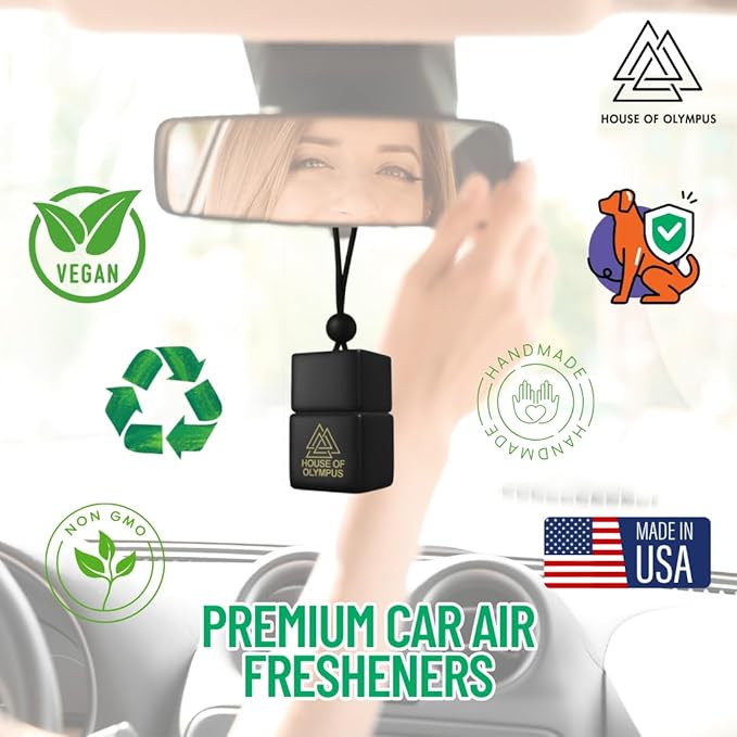 Car Air Freshener Gift Set for Car Lovers | 100% Natural Essential Oils | Luxury Car Scents by House of Olympus | Made in USA