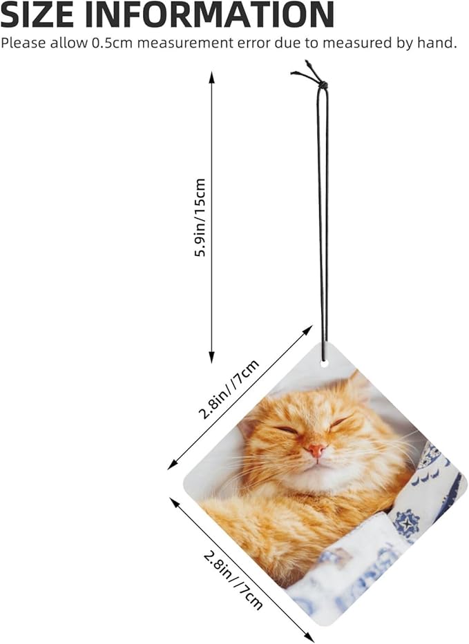 Personalized Car Air Fresheners Hanging Design with Picture Logo Name, Double-Sided Customized Gift for Men Women, Square