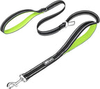 PoyPet 5 Feet Dog Leash - 3M Reflective - 2 Cushioned Handles - Functional Car Seat Belt(Green)