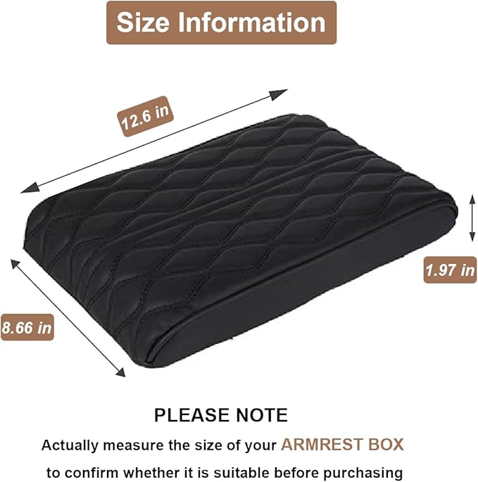 Car Center Console Cover, Memory Foam Car Armrest Cushion, Black Auto Arm Rest Pad, Leather Arm Rest Covering Car, Hand Rest Pillow for SUV/Truck/Vehicle (Black)