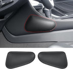 2PCS Car Knee Cushion Pad, Door Armrest Pad with Memory Foam for Knee Leg Elbow, Leather Knife-Shaped Car Armrest Cushion with Full Coverage Velcro, Automotive Interior Accessories(Black)