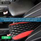 Ziciner Leather Car Center Console Armrest Pad, PU Waterproof Auto Seat Box Cover Protector, Hand Rest Cushion Protection Pad, Vehicles Interior Accessories Universal for Car,SUV (Red)