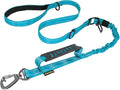 AUBELL Tactical Dog Leash Heavy Duty,4-6ft Reflective Strong No Pull Bungee Leash for Medium Large Dogs with Comfortable Padded Double Handle,Car Seat Belt,360 Degree Rotating Carabiner,Blue