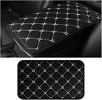 HZEL Car Center Console Cushion Pad, PU Leather Vehicle Armrest Protection Cover, Waterproof Automotive Interior Arm Rest Seat Box Mat Accessories, Universal for SUV, Sedan, Truck (Black/White)