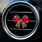 4 Pcs Bling Diamond Crystal Bow Vent Clips Car Interior Air Fresheners Automotive Rhinestone Decoration Adapt for Women and Girl (Red)