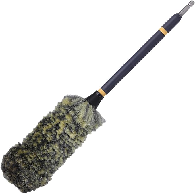 Mr. Detroit - Drill Wheel Brush w/Durable Soft Wool Microfiber Bristles and Steel Shaft for Car Tires, Wheels, Rims, Brakes and Any Other Narrow Spaces| Rim Brush Cleaning Tool w/Non-Scratch Bristle