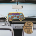 Fresh Fresheners Cute Trippy Car Air Freshener 4 Pack Scented With Premium Oils By Fresh Fresheners (Hippie Bus)