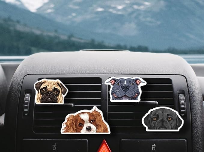 WIRESTER Set of 4 Fresh Scented Car Air Freshener Vent Clip, Decorative Accessories, Interior Decoration for Cars - Dogs, Cats, Animal