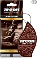 AREON MON MA42 Hanging Best Car Air Freshener Leather Interior Scent, Paper Hanging Ornaments, Long Lasting Scent for Car or Home 12 Pack