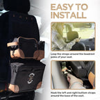 Living in a Bubble Seat back Organizer – Magnetic Toiletry and Cooler Pouch, Cordura Car Backseat Storage with Device Holder & Hooks, Multi-Compartment Utility Bag for Campervans & Family Travel