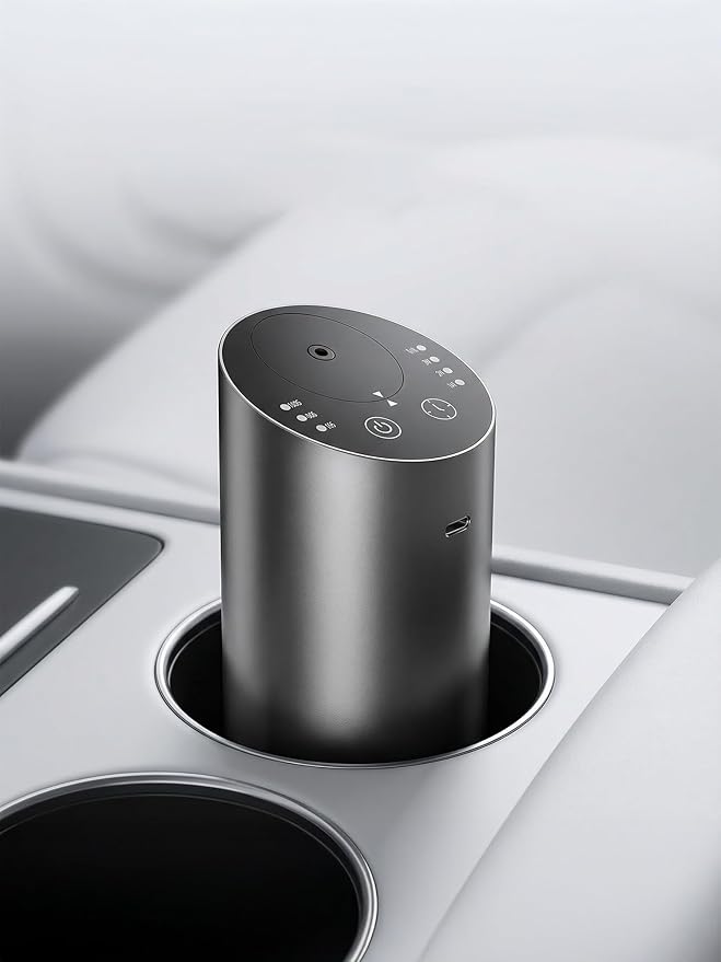 Waterless Car Diffuser, Battery Operated Essential Oil Diffuser with Timer, No Leakage Technology, Super Quiet Cordless Aromatherapy for Car