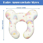 Baby Head Support Pillow for Newborn Toddler, Baby Neck Pillow Upgraded Comfortable Sleep Cushion for Car Plane Stroller Pushchair - Rainbow B