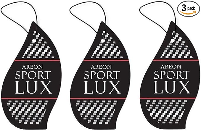 AREON Sport Lux Silver - Hanging Cardboard Air Freshener for Car, Home & Office - Premium Cologne Perfume with Natural Fragrances - Long Lasting, Fresh, Luxurious Scent - Stylish Design - Pack of 3