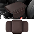 Car Center Console Cover, 11.6"×8.3" Leather Car Armrest Cushion Pad with 2 Storage Pockets, Comfortable Arm Rest Box Cover Mat for Most Vehicles, Universal Interior Accessories (Brown)