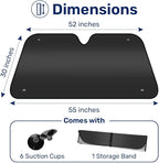 GENANY Black Windshield Sun Shade for Car SUV Truck (55x30 Inches), Sun Shade Windshield, Shades for Front Windows, Sunshade for Car Windshield, Protector Blocks UV