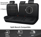 CAR PASS 3D Foam Luxury Leather Back Bench Car Seat Covers,Waterpoof Faux Leather Rear Seat Cover Universal Fit for Cars Sedans SUVs Vans Trucks 95% Automotive Backseat, (Rear,Black)