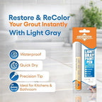 Light Gray Grout Paint Pen Tile Grout Colorant & Sealer Marker, Quick-Dry, Ideal for Bathroom, Shower, Kitchen Tiles Restores Grout Lines, 3 Adjustable Tips (2-3 mm)