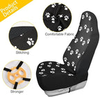 Paw Print Car Seat Covers Set of 2,White Animal Pet Claws on Black Background Universal Auto Front Seat Cushion Protector for Women Cute Animal Footprints Car Accessories Fit for Car Truck
