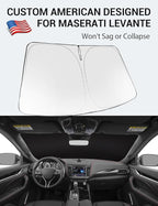 Proadsy 2026 Upgrade Front Windshield Sun Shade Foldable Sunshade Protector Custom Fit 2017-2024 Maserati Levante Accessories