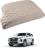 Autorder Center Console Cover for 2020-2025 Hyundai Palisade Accessories Armrest Cover Memory Foam Armrest Support Cushion Anti-Scratch Leather Protector Pad (Beige)