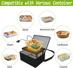 [90W Faster] Portable Oven, 110V Personal Food Warmer Mini Electric Heated Lunch Box for Reheating & Raw Food Cooking in Office, Travel, Potlucks and Home Kitchen (Black)