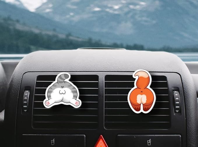 WIRESTER Fresh Scented Car Air Freshener Vent Clip, Decorative Accessories, Interior Decoration for Cars - Cute Animal Butt, Cute Dog Cat, Dog Butt Looking Back, Dog Lying
