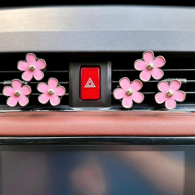 6 Pcs Daisy Flower Air Vent Clip Air Conditioning Outlet Clip Car Air Freshener Clip Car Interior Decor Charm Colorful Car Interior Accessories for Girls Women (Pink)
