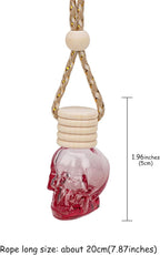 Skull Car Air Freshener, Hanging Refillable Diffuser Bottles for Essential Oils, Perfume Pendant for Auto Interior Decor & Aromatherapy (6Pcs）