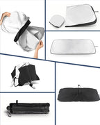 Retractable Windshield Sun Shade for car Windshield Sun Shade,99% UV Blocking,Long-Frequency and Short-Frequency Demand,Medium (Sunshade 62.99"x33.86",Umbrella 55.12"x31.5")