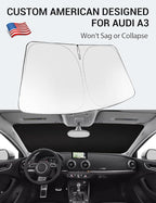 Proadsy 2026 Upgrade Front Windshield Sun Shade Foldable Sunshade Protector Custom Fit 2014-2020 Audi A3 Accessories