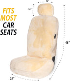 ZONETECH Sheepskin Seat Covers Fuzzy Car Seat Covers Ivory Australian Merino Wool Fluffy Fur Auto Accessories All Season Protection for Your Seats Universal Fits Most Car SUV Airbag Compatible 2-Pack