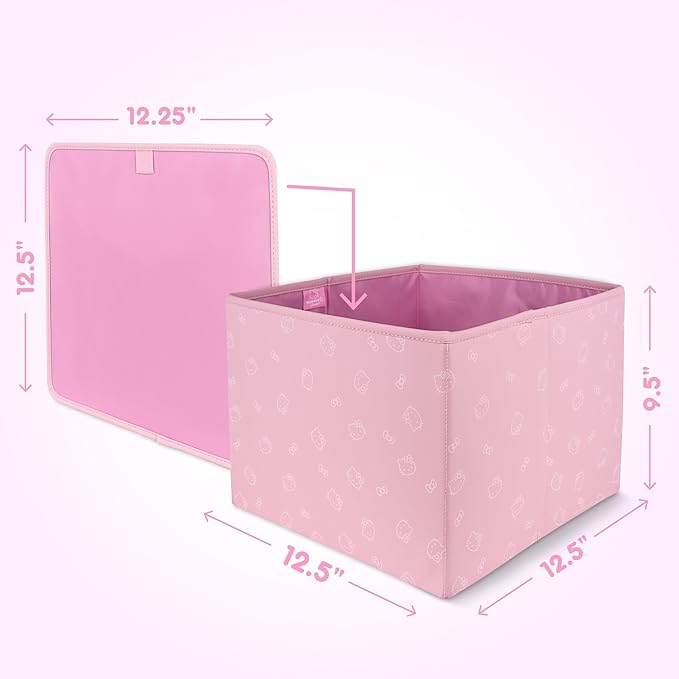 Sanrio Hello Kitty Car Trunk Organizer, Steering Wheel Cover, Air Freshener & Refill – Cute, Collapsible, Heavy-Duty Storage & Car Accessories for Groceries, Tools, Travel – 12.5"L x 12.5"W x 9"H