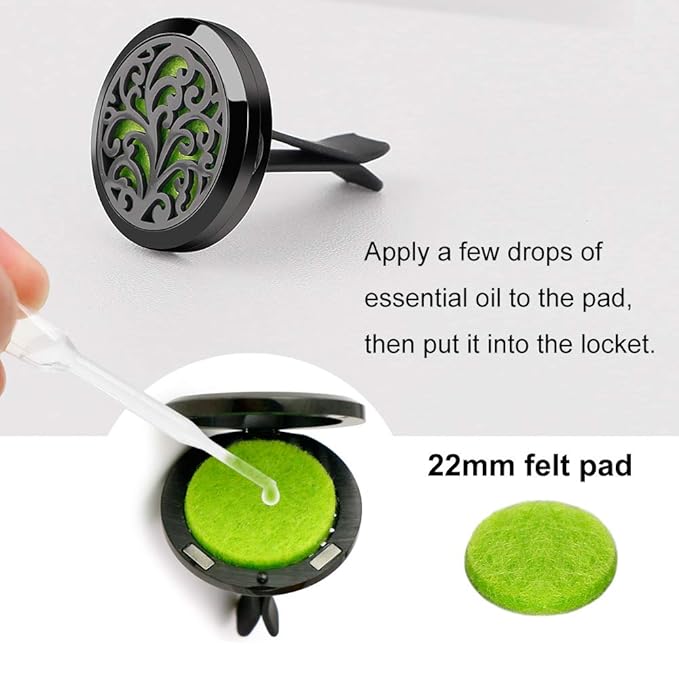 Car Air Freshener Vent Clip - 2PCS 30mm Black Car Essential Oil Diffuser Vent Clips for Home Office Room with 12 Felt Pads Mother's Day, Birthday Gift for Women & Men