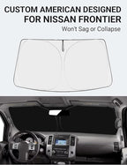 Proadsy 2026 Upgrade Front Windshield Sun Shade Foldable Sunshade Protector Custom Fit 2005-2021 Nissan Frontier, 2Dr 4Dr KingCab CrewCab Pickup Accessories