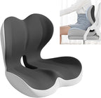 L-Shaped Seat Cushion for Long Sitting,Memory Foam Ergonomic Back Support Driving Seat Cushion for Back Pain,Non-Slip Design for Car, Truck, Home Chair & Office Seat (Black Gray)