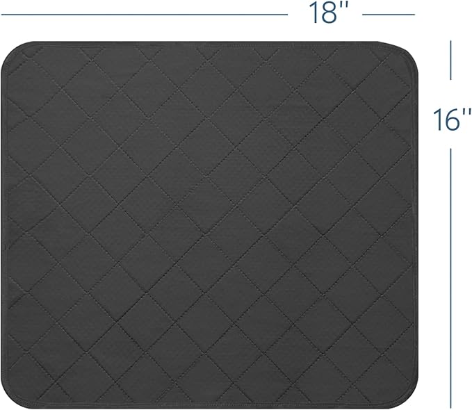 Waterproof Chair Pads for Incontinence, 4 Pack Reusable Seat Protector Pads 18" x 16", Absorbent Wheelchair Pad Covers, Washable Chair Pads for Adults, Kids & Pets - Black