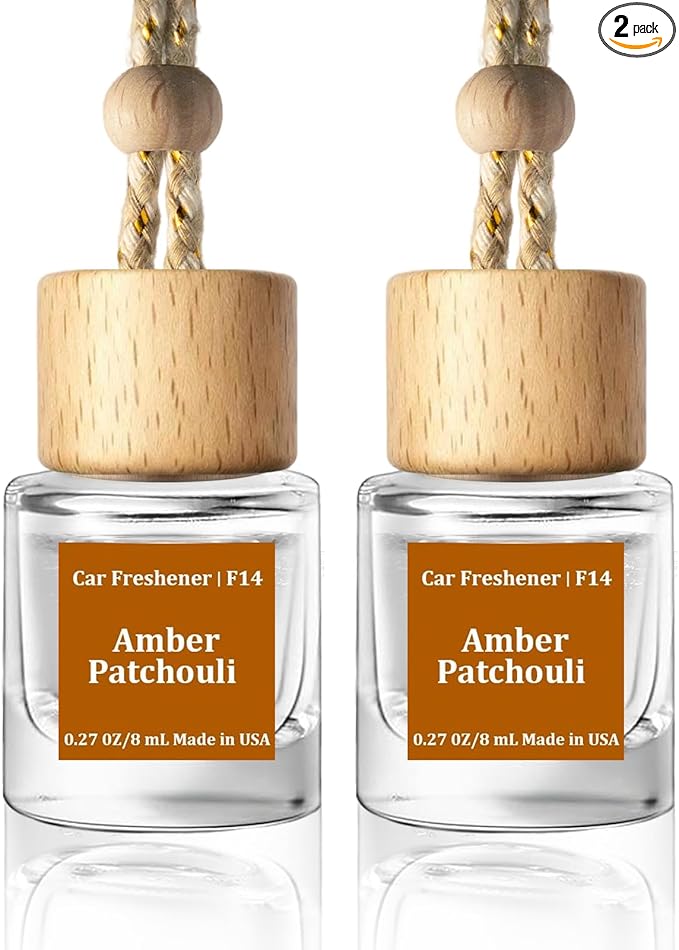 C Classy Car Air Freshener Hanging 2 Pack, Amber Patchouli Essential Oil Diffuser for Cars, Cute Car Accessories, Long-Lasting Fragrance, C ar air Fresheners for Women & Men Gift, Made in USA