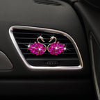 Katutude 2 Pcs Crystal Swan Car Air Vent Clips with Fragrance Tablets, Car Diffuser Air Freshener Vent Clips Air Conditioner Outlet Clip Charm Bling Car Interior Decoration, Rose